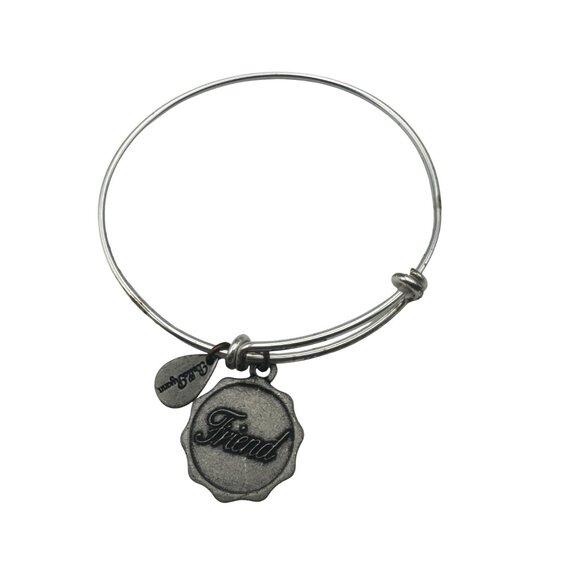 Bella Riann Silver Tone Bangle Bracelet With Friend Charm Simple Stylish Design - Picture 4 of 4